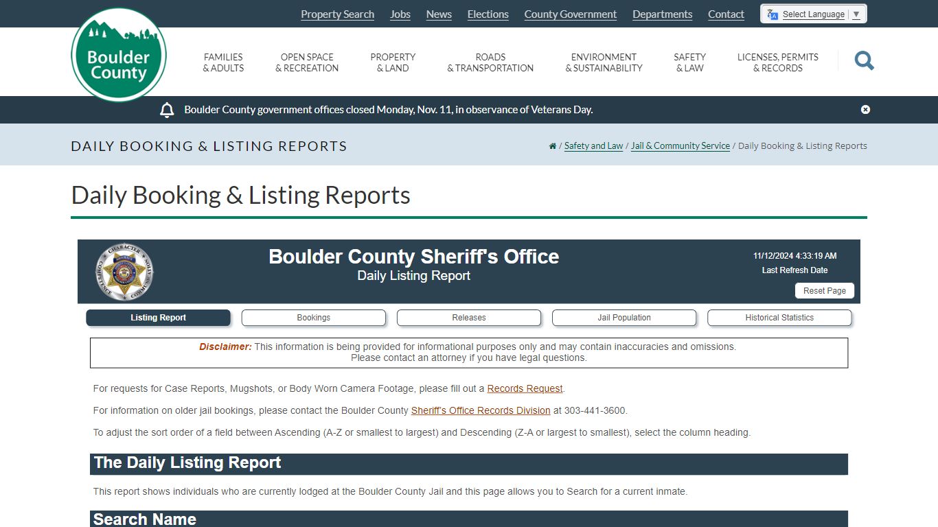 Daily Booking & Listing Reports - Boulder County