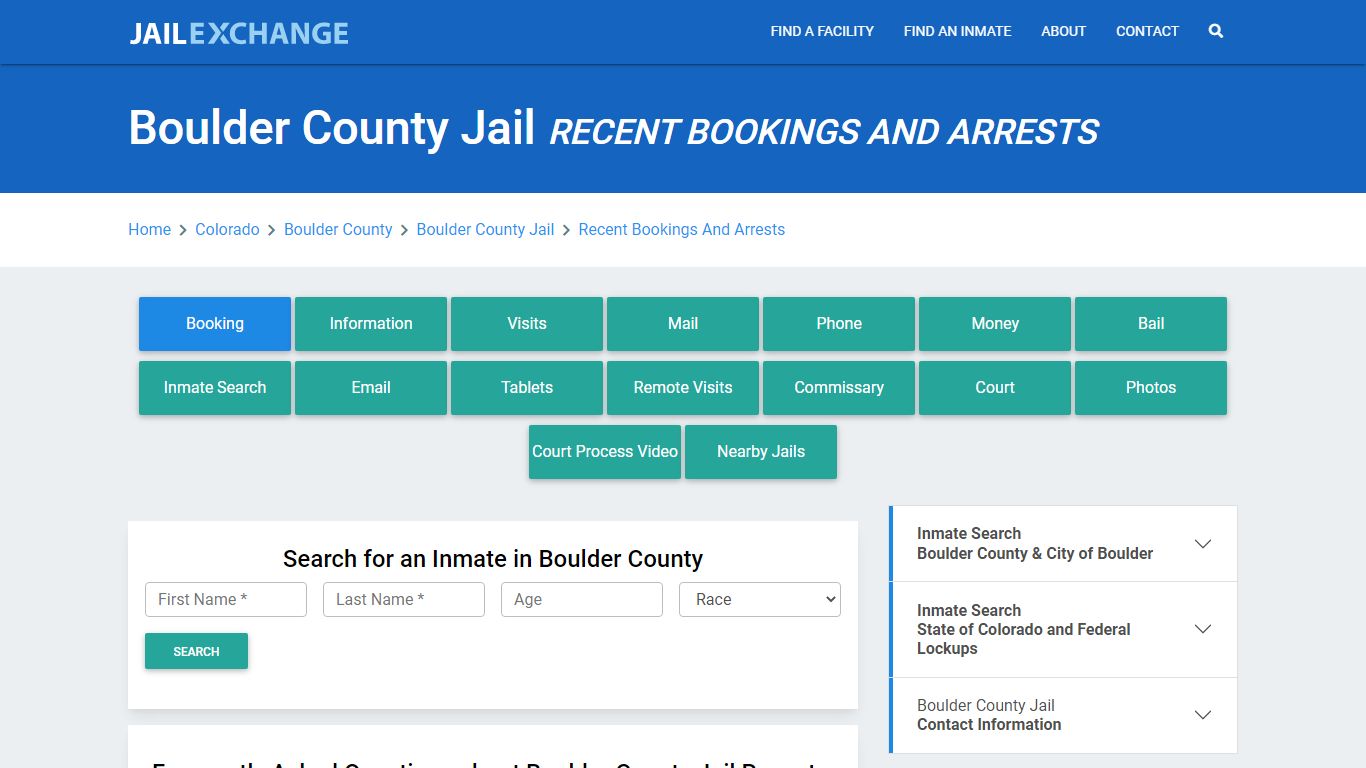 Boulder County Jail Recent Bookings And Arrests - Jail Exchange